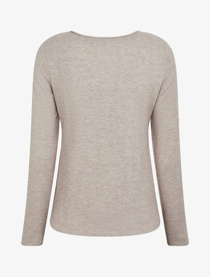 Pull fin à empiècement bijou strassé - Taupe - 2