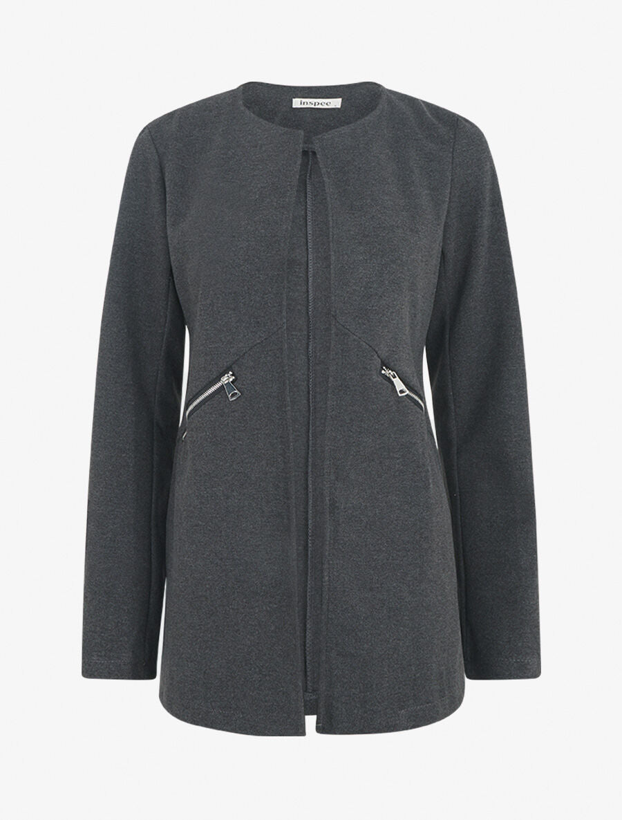 Veste mi-longue à zips - Anthracite - 1