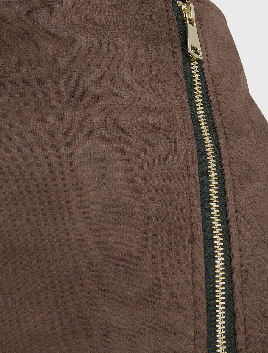 Suède rokbroek met rits - Bruin