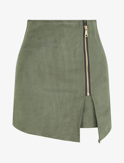 Suède rokbroek met rits - Kaki