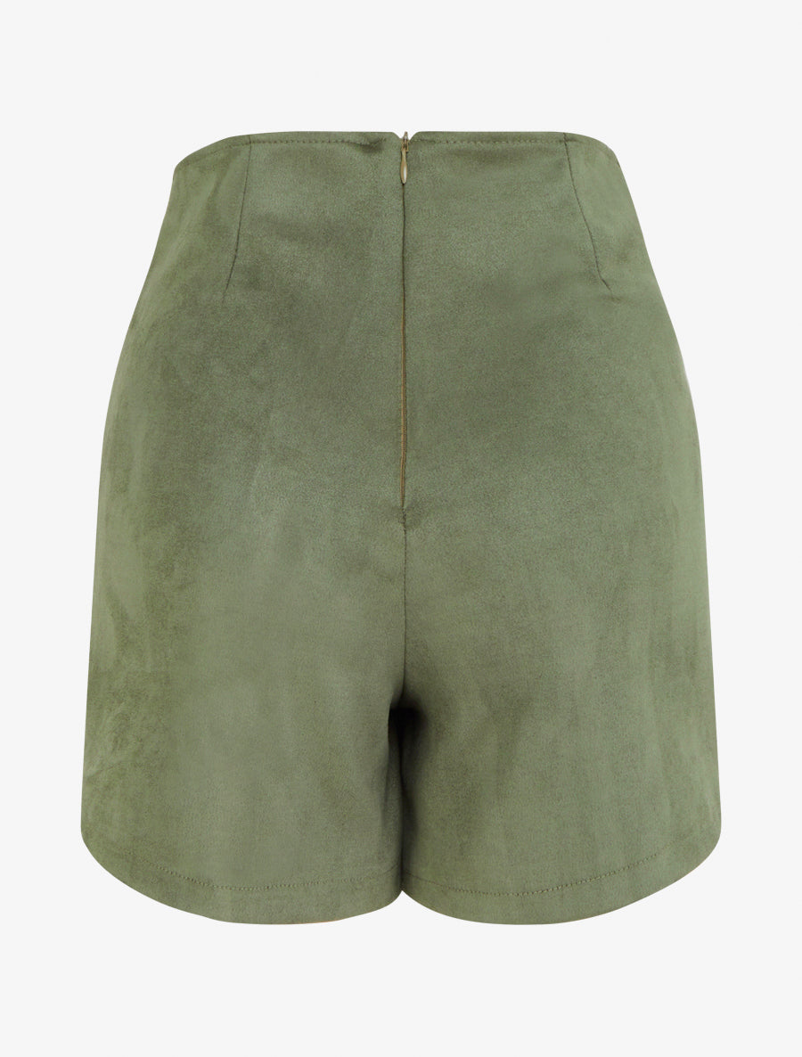 Suède rokbroek met rits - Kaki