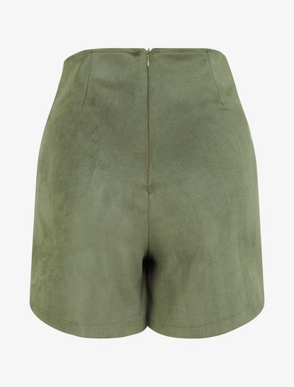 Suède rokbroek met rits - Kaki