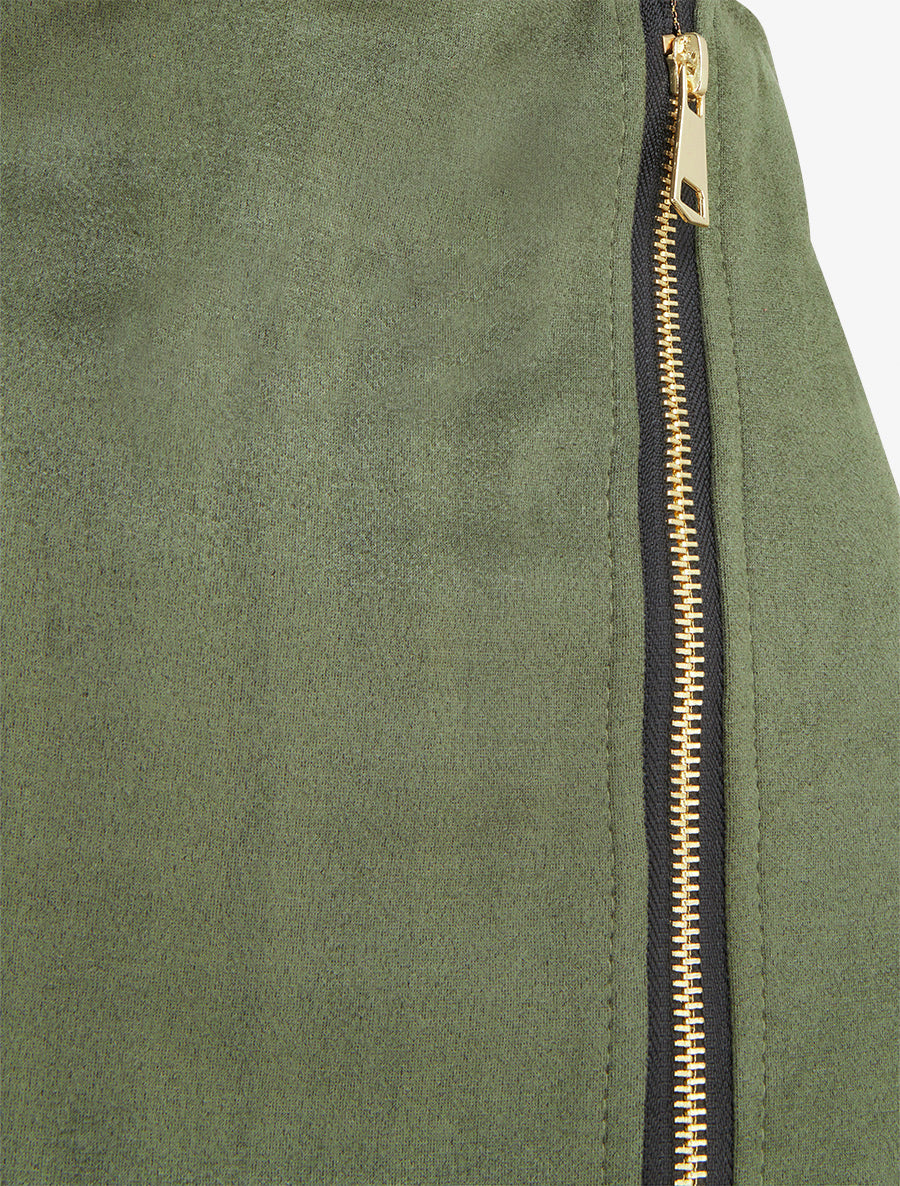 Suède rokbroek met rits - Kaki