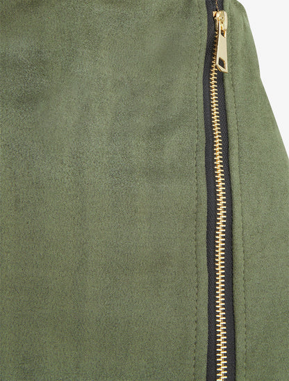 Suède rokbroek met rits - Kaki