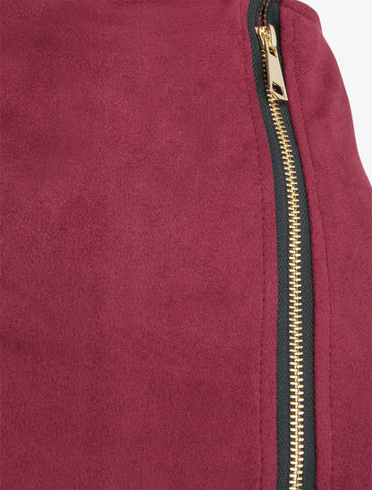 Suède rokbroek met rits - Wijnrood