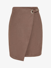 Jupe style portefeuille à oeillet - Marron - 1