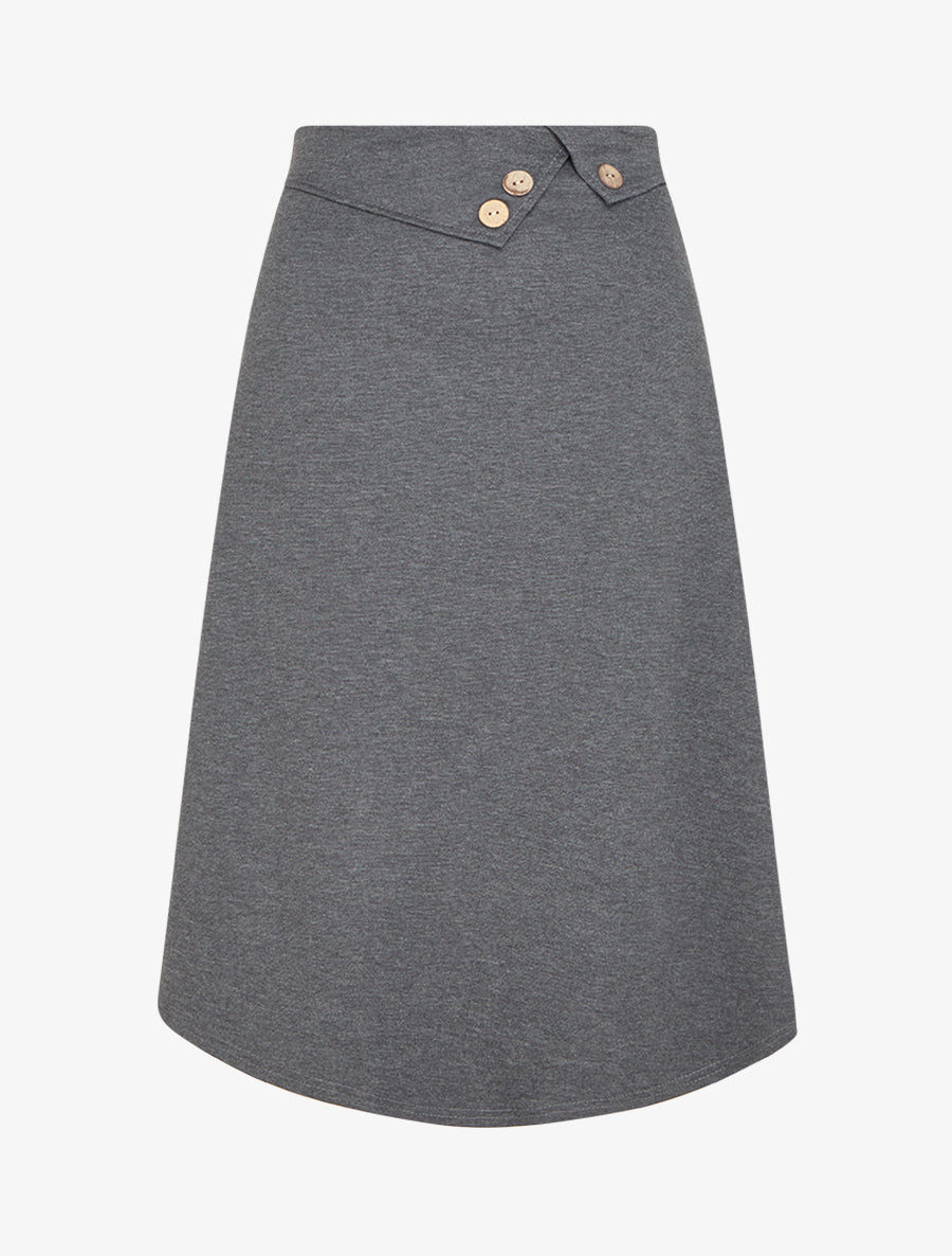 Jupe trapèze à rabats boutonnés - Gris anthracite - 1