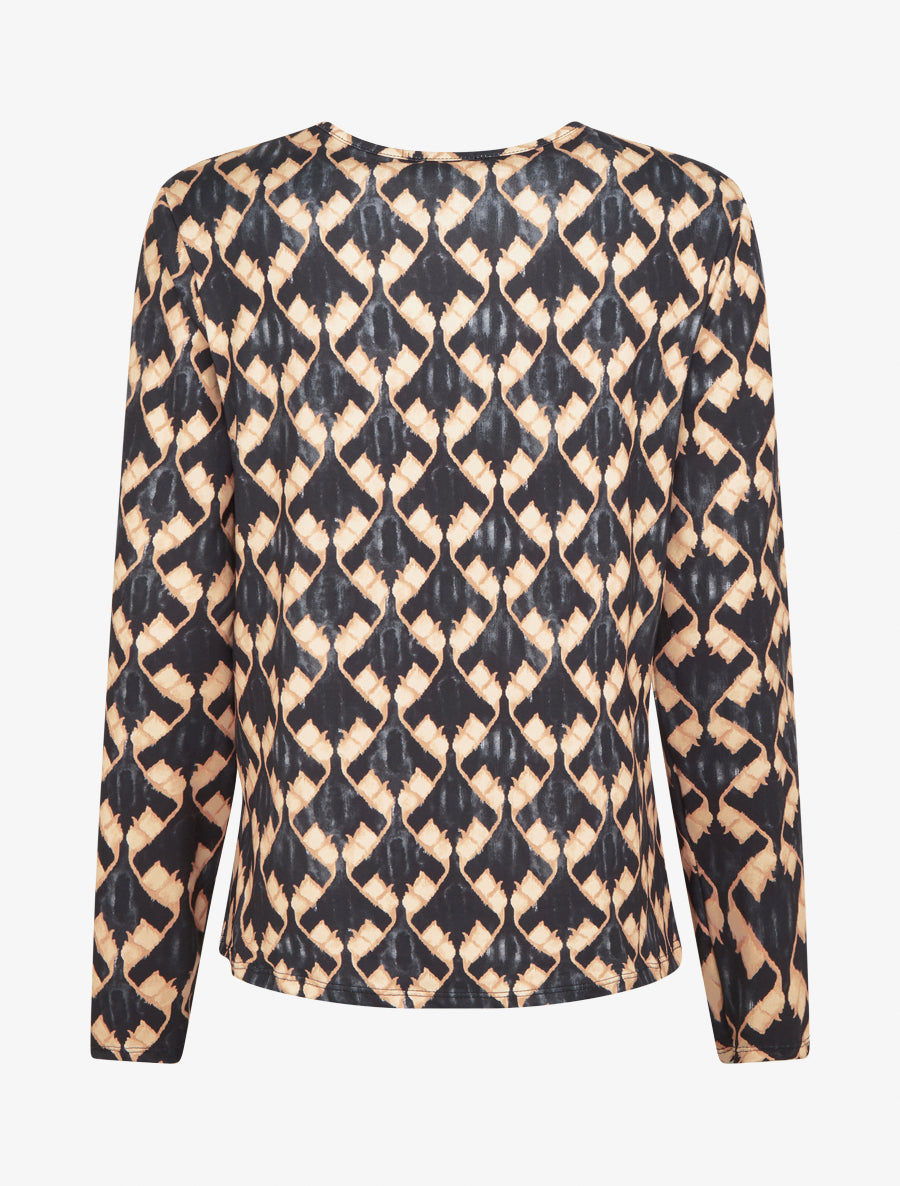 Blouse imprimé fantaisie à col zippée - Noir - 2