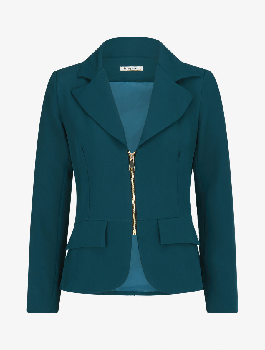 Veste cintrée à zip - Bleu pétrole - 5