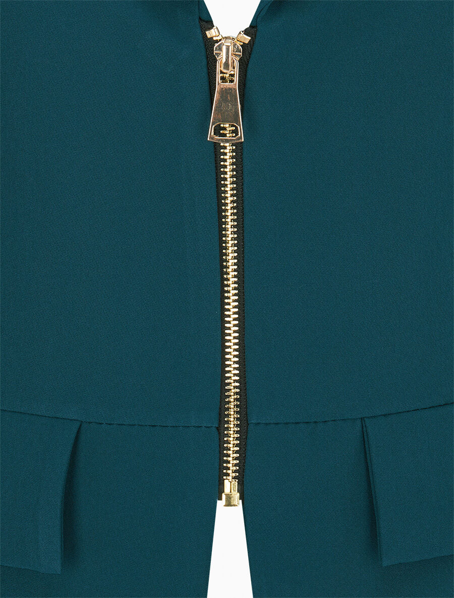 Veste cintrée à zip - Bleu pétrole - 3