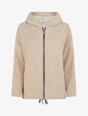 Gilet en maille zippé à capuche - Beige - 1