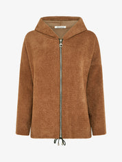Gilet en maille zippé à capuche - Camel - 1