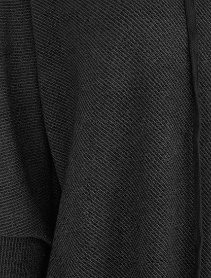 Pull fin asymétrique à capuche - Noir - 3