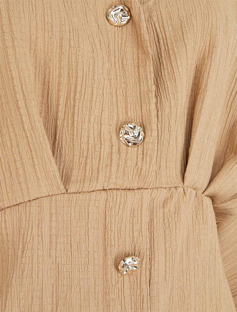 Blouse fluide à boutons décoratifs - Taupe - 3