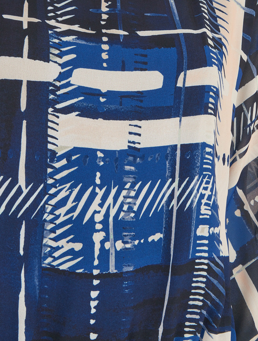 Blouse en voile imprimé abstrait - Marine - 3