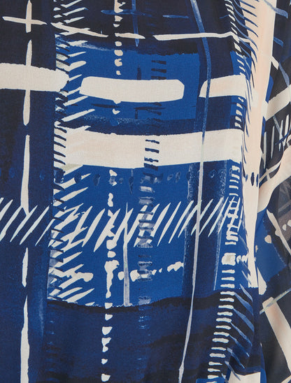 Blouse en voile imprimé abstrait - Marine - 3