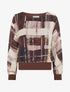 Blouse en voile imprimé abstrait - Marron - 1