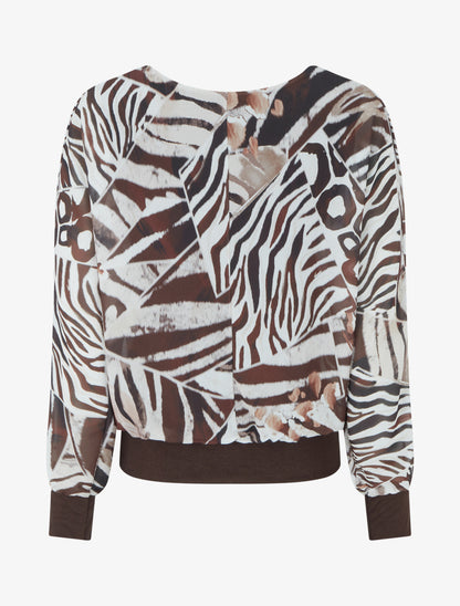 Blouse en voile imprimé animal - Marron - 2