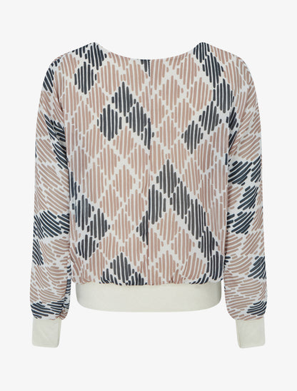 Blouse en voile imprimé graphique - Beige - 2