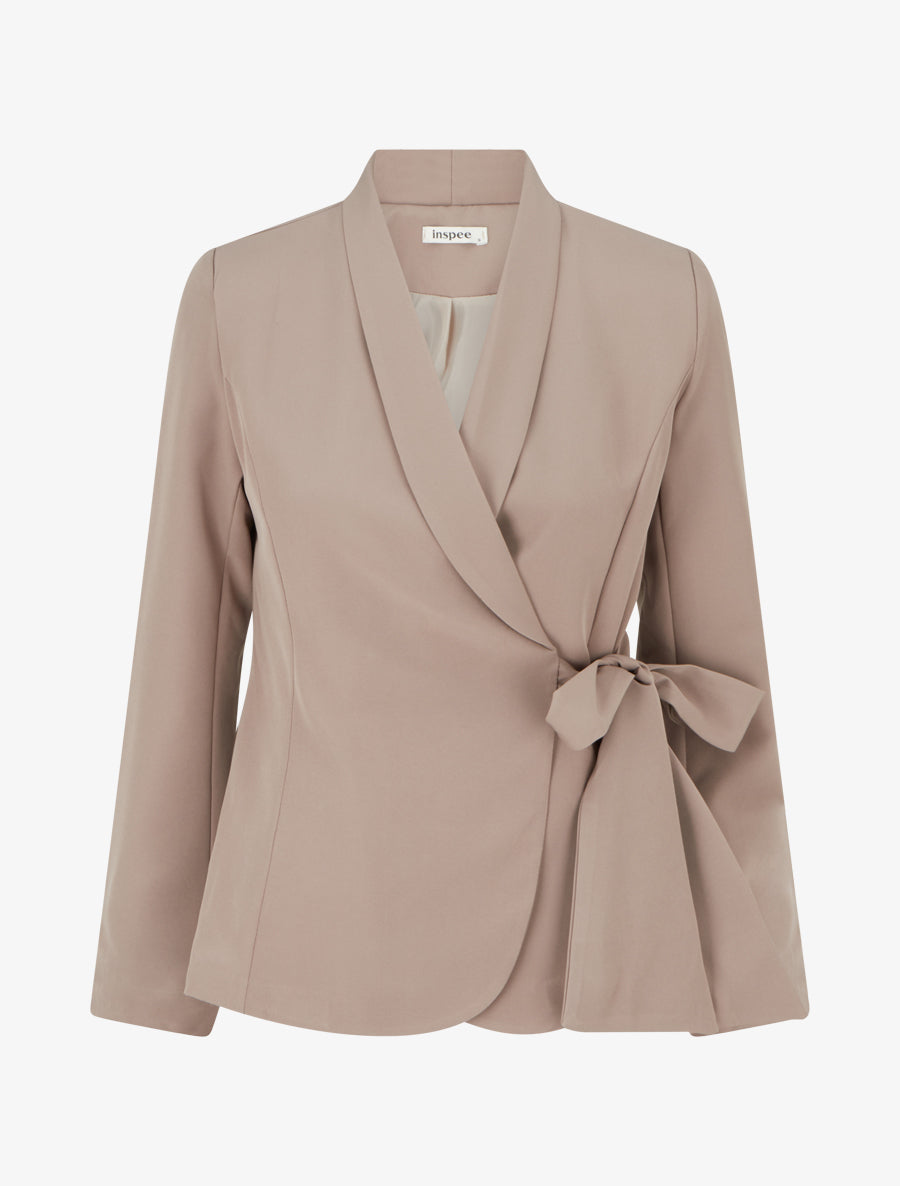 Blazer uni à nouer - Taupe - 1