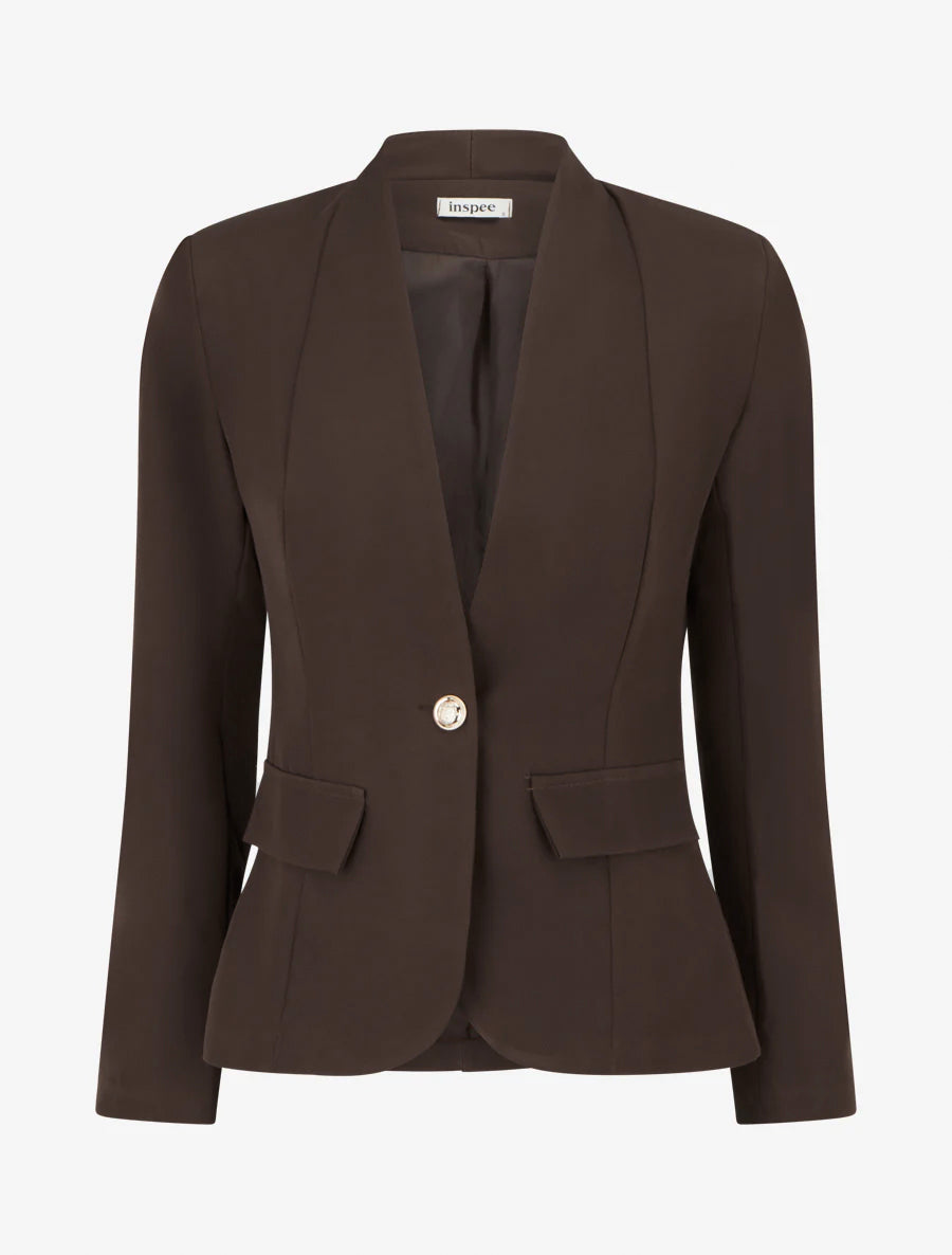 Effen blazer met knopen - Bruin