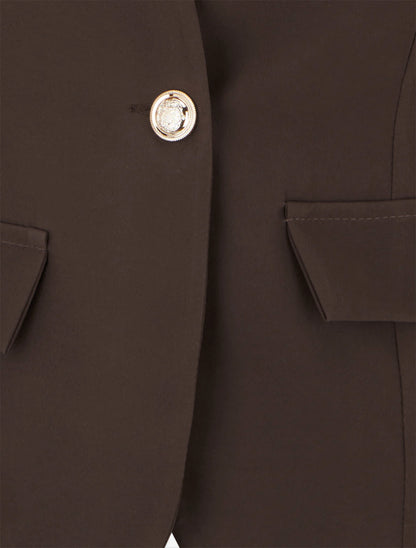 Effen blazer met knopen - Bruin