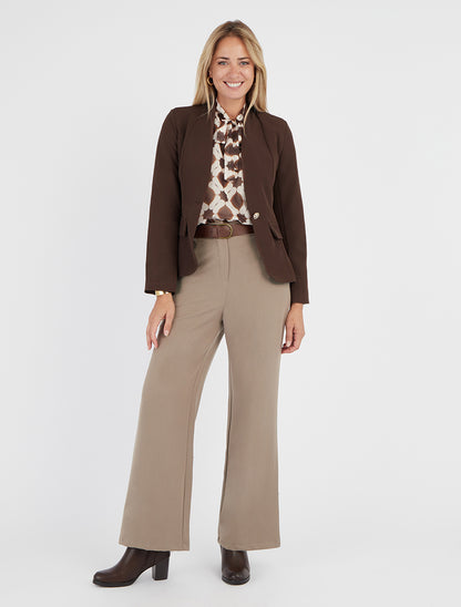 Effen blazer met knopen - Bruin