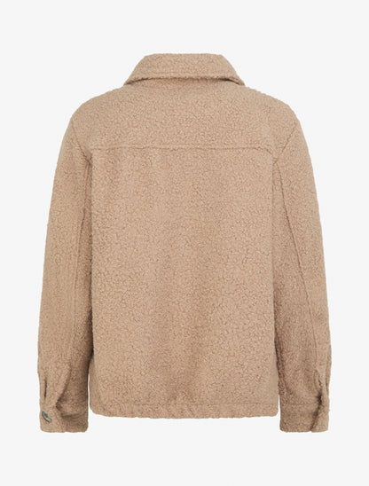 Manteau court effet laine bouclée - Camel - 2