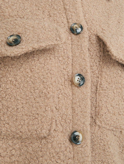 Manteau court effet laine bouclée - Camel - 3