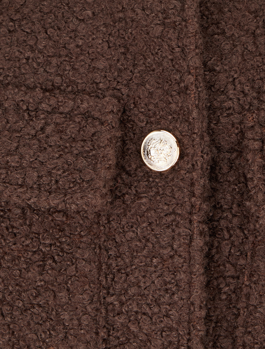 Kort jasje met bouclé wol-effect - Bruin