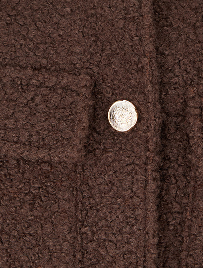 Kort jasje met bouclé wol-effect - Bruin