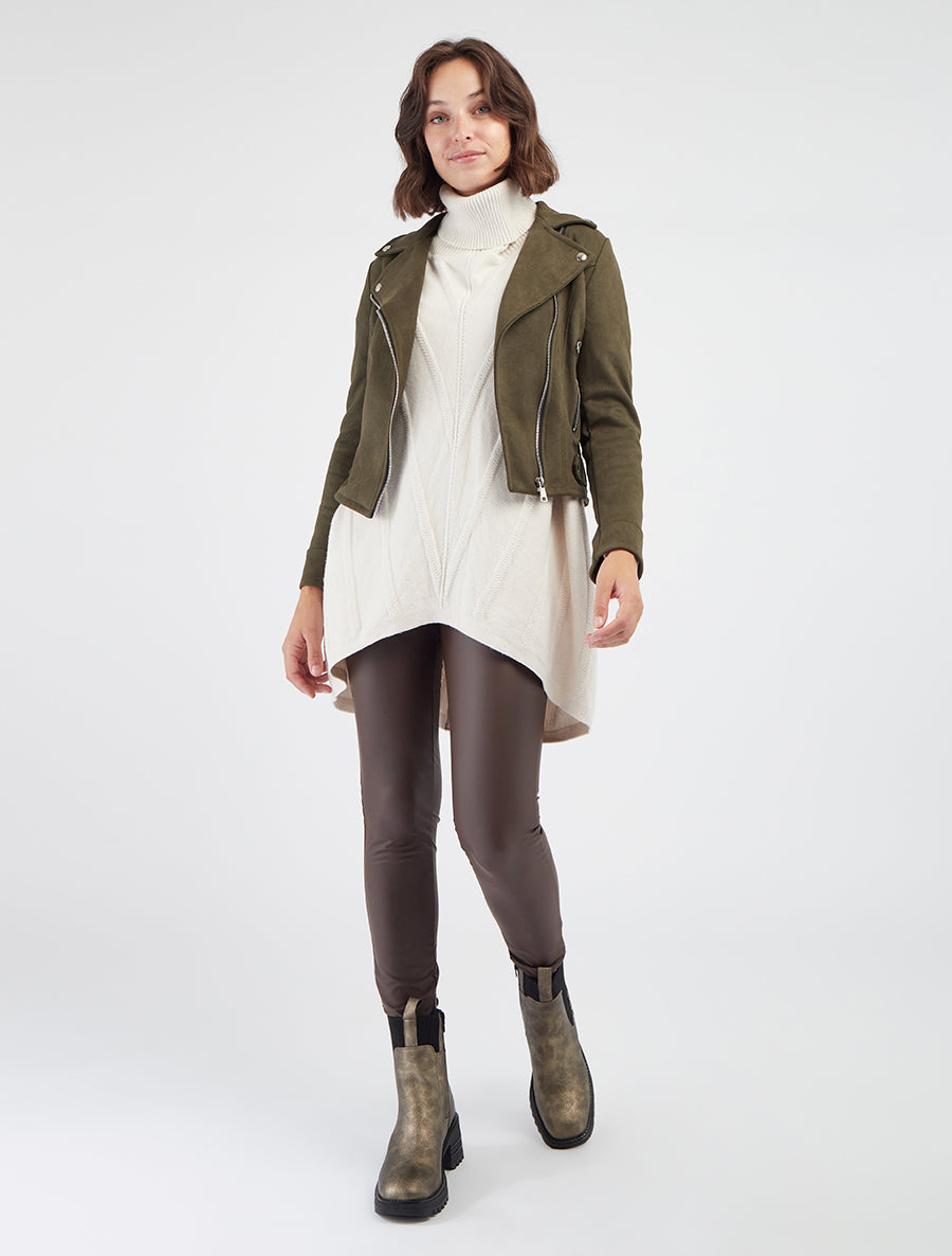 Suède jas met ritssluiting - Kaki