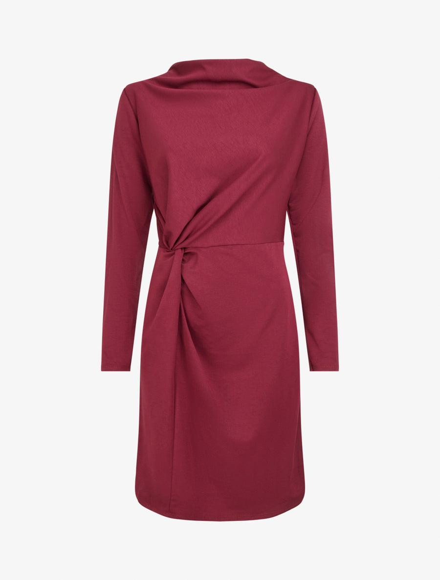 Robe droite effet torsadé à manches longues - Bordeaux - 1