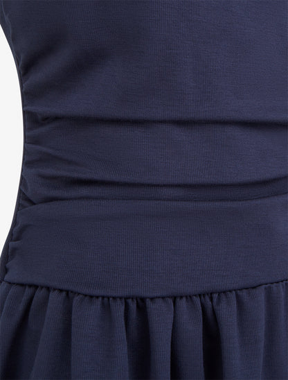 Robe evasée à empiècement torsadé - Marine - 3