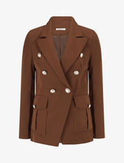 Veste boutonnée à grandes poches - Marron - 1