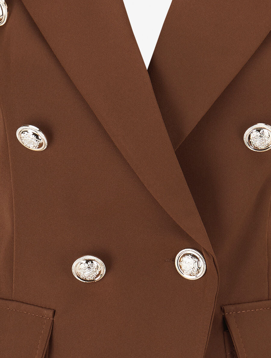 Veste boutonnée à grandes poches - Marron - 3