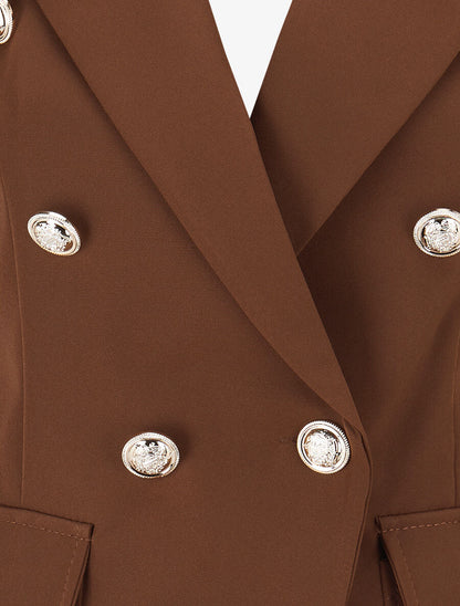 Veste boutonnée à grandes poches - Marron - 3
