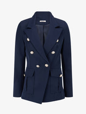 Veste boutonnée à grandes poches - Marine - 1