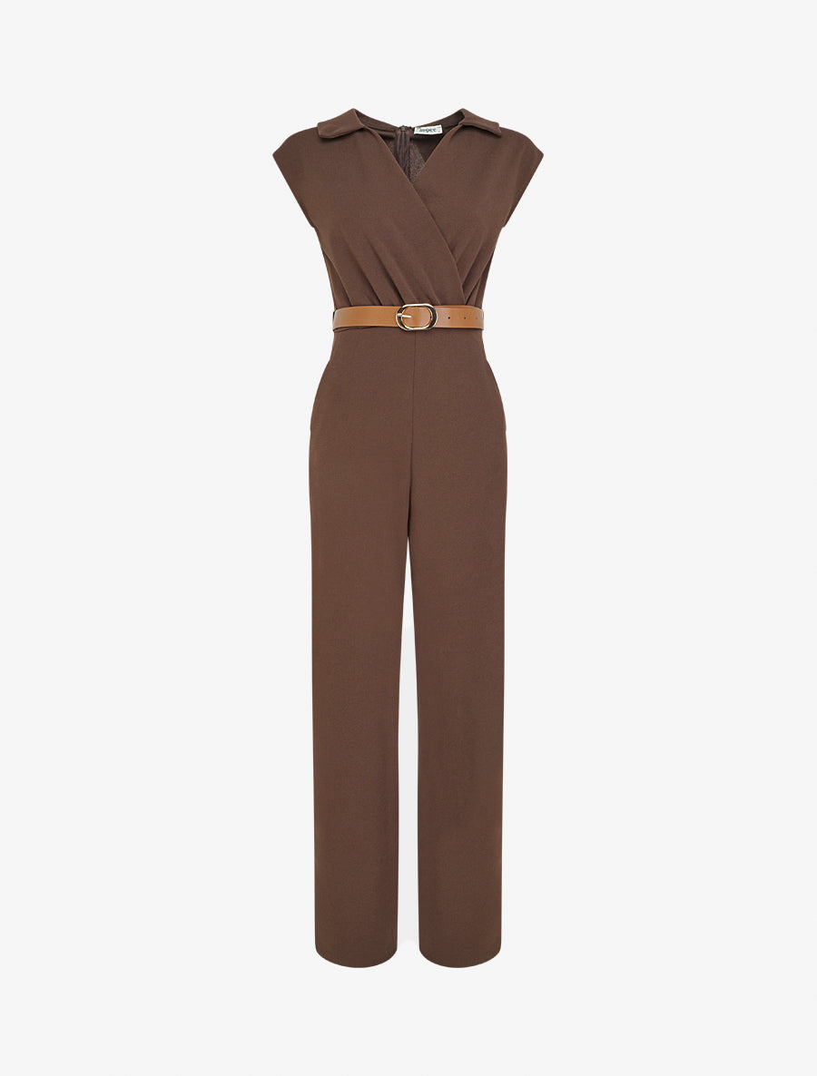 Combinaison unie sans manches - Marron - 1