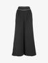 Pantalon ample uni à détail brodé - Noir - 1