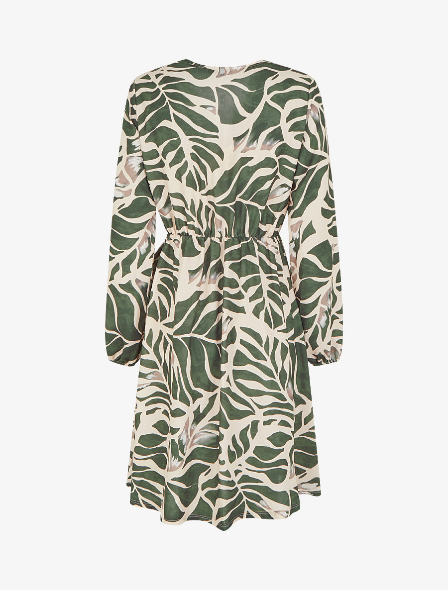 Robe élastiquée à imprimé fantaisie - Kaki - 2