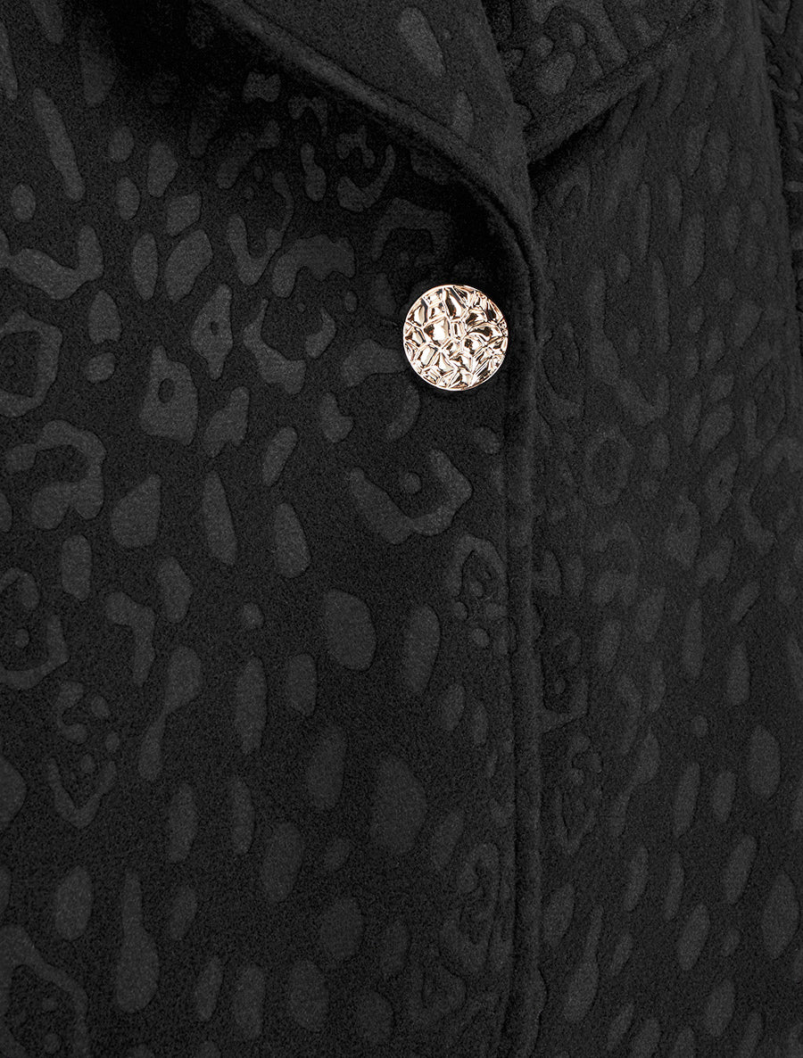 Veste boutonnée à motif léopard - Noir - 3