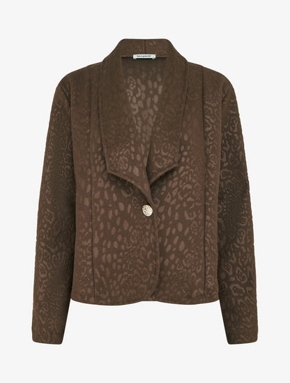 Veste boutonnée à motif léopard - Marron - 1