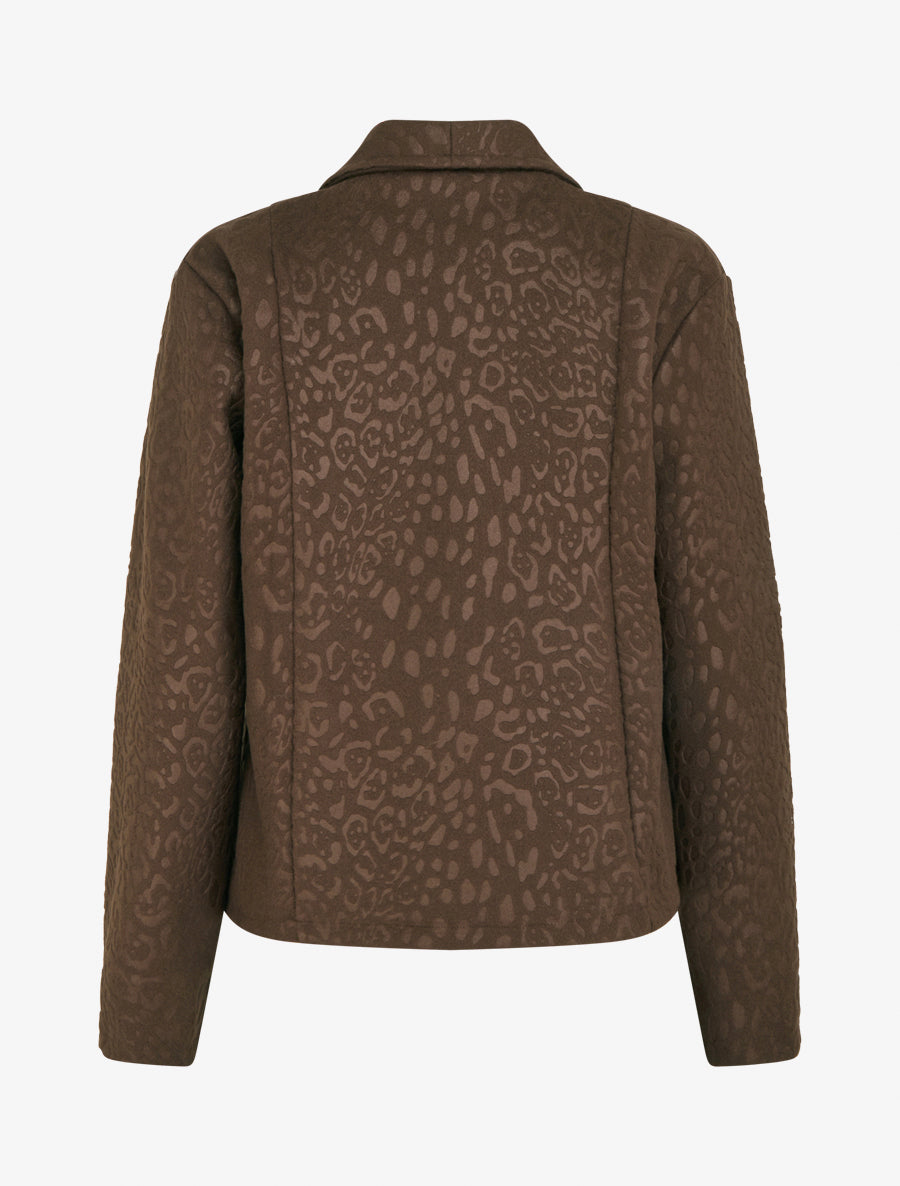 Veste boutonnée à motif léopard - Marron - 2