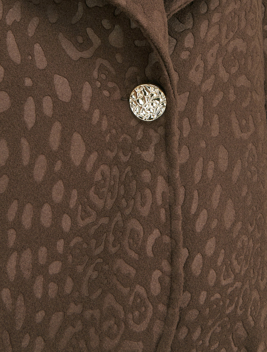 Veste boutonnée à motif léopard - Marron - 3