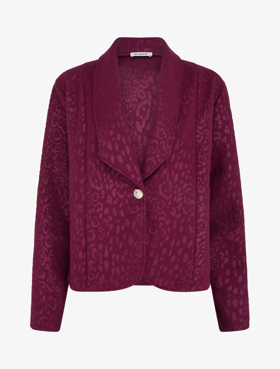Veste boutonnée à motif léopard - Violine - 1