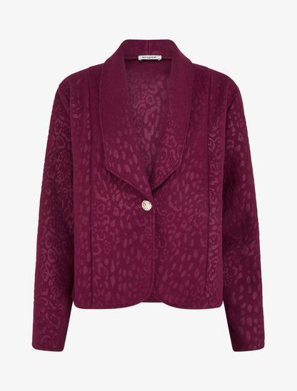 Veste boutonnée à motif léopard - Violine - 1