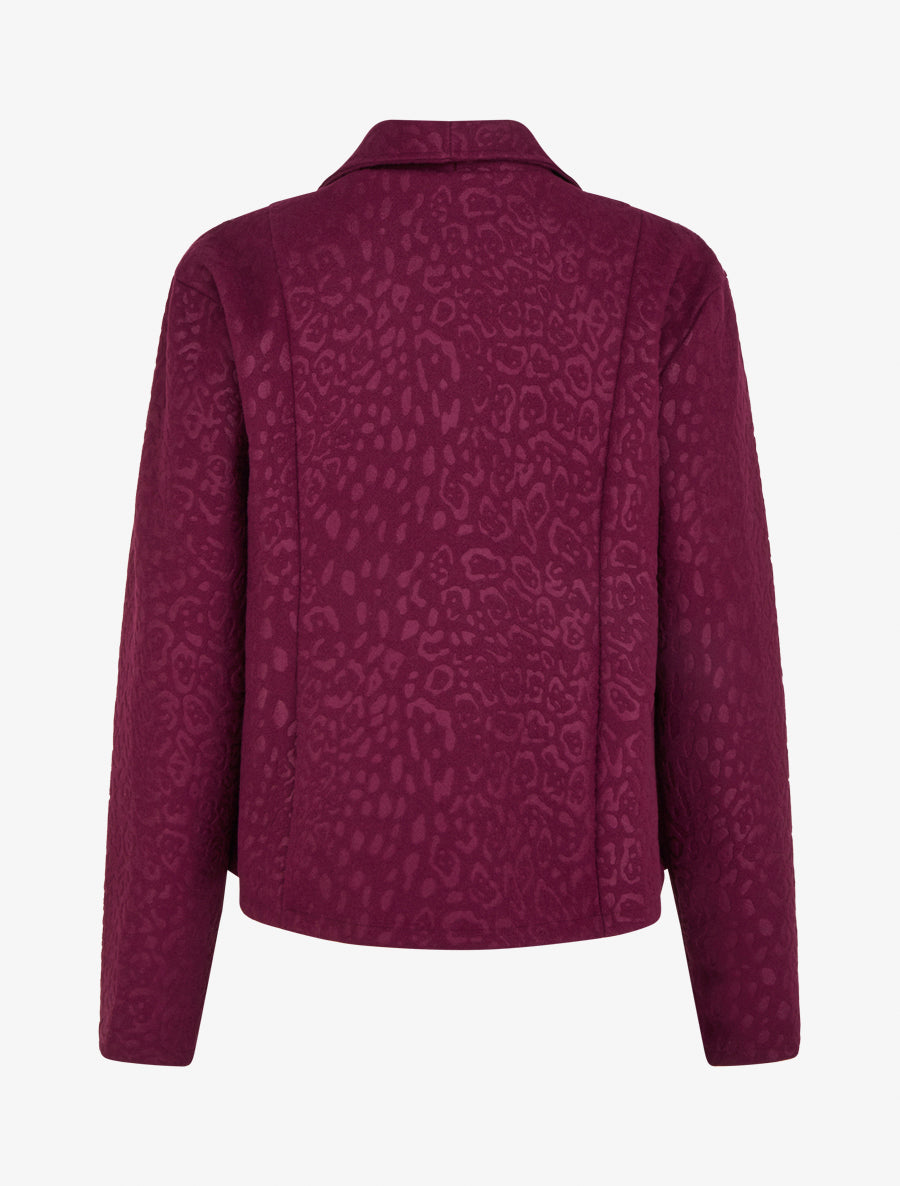 Veste boutonnée à motif léopard - Violine - 2