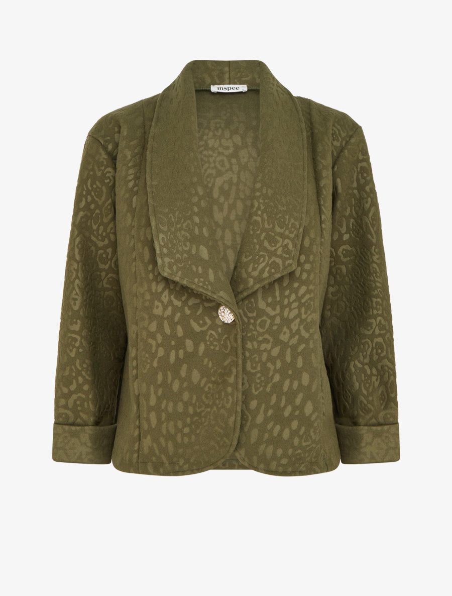 Veste boutonnée à motif léopard - Kaki - 1