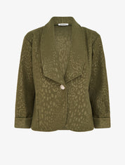 Veste boutonnée à motif léopard - Kaki - 1